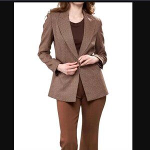 Insight Natural Woven Houndstooth Blazer with Crystal Accents - Cinnamon - 10